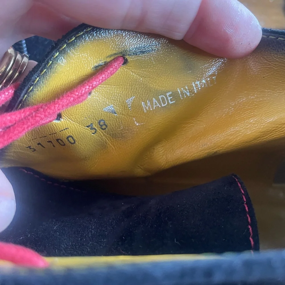 Lambertson Truex Black Suede Ankle Boots Booties Chelsea Chukka Lace up Italy 38 - Picture 11 of 11